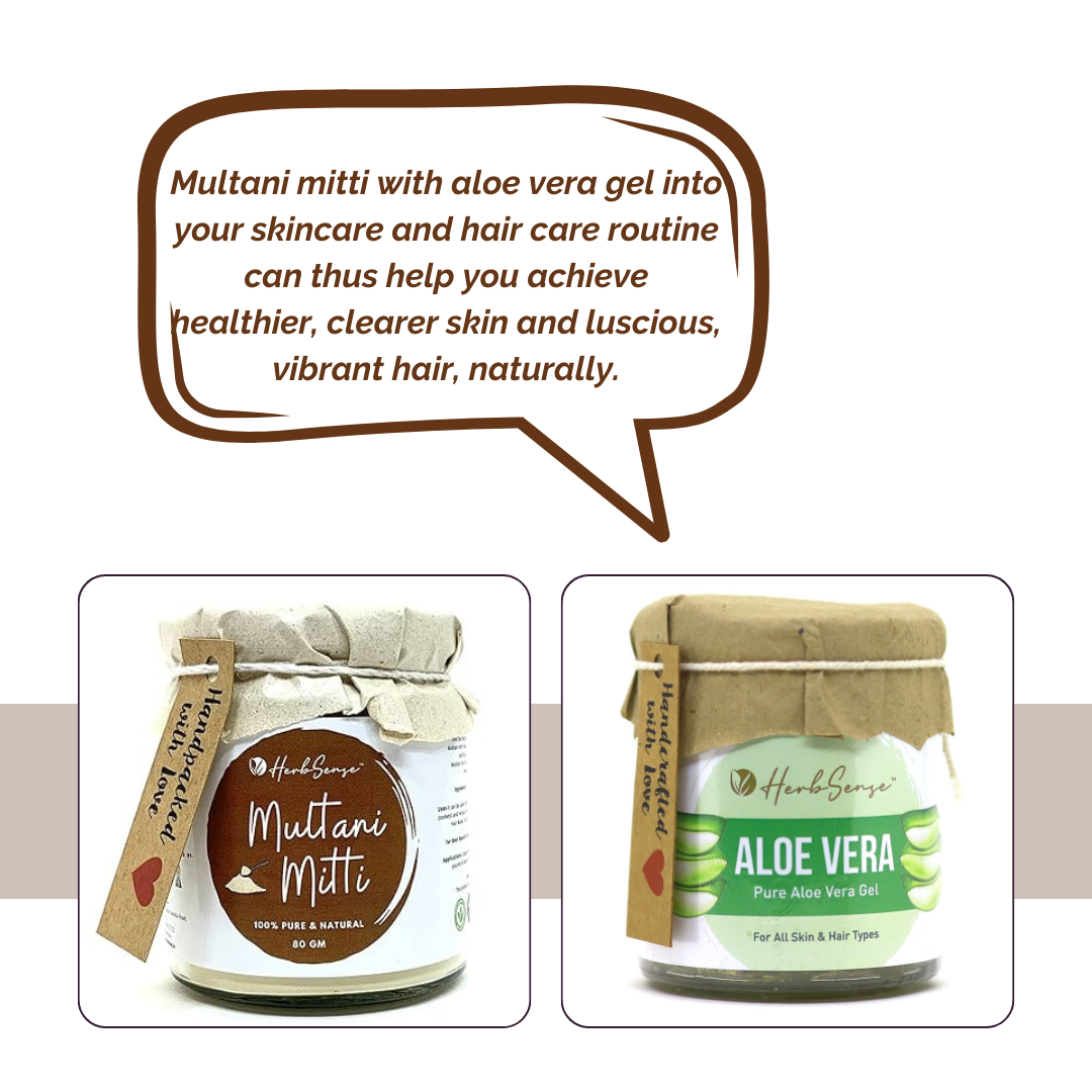 Combo Pack- Pure Aloe Vera Gel 180gm & Multani Mitti 80gm