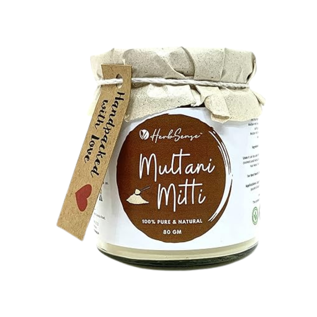 Natural Multani Mitti Powder- 80 GM | Oil Control, Skin Cleansing, Acne & Pimple Care | Glass Jar Packaging