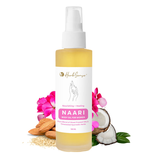 Naari Nourishing & Healing Body Oil for Women, Blend of Wood Pressed Oils, & Ayurvedic Herbs, For Stretch Marks, Skin Hydration 100ml Pack of 1