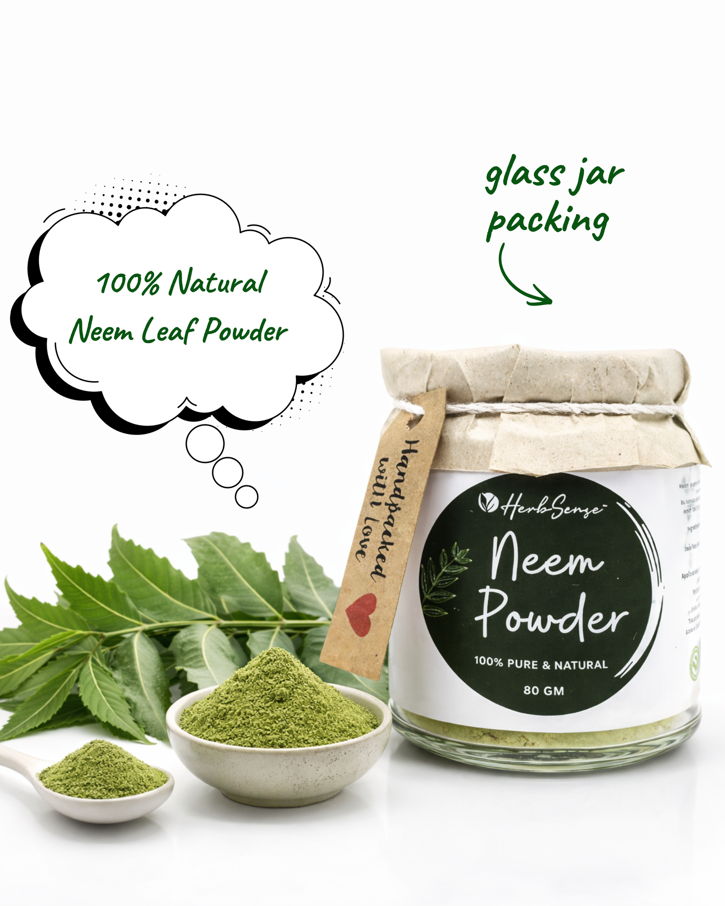 Natural Neem Leaf Powder- 80gm  Multipurpose for Skin and Hair