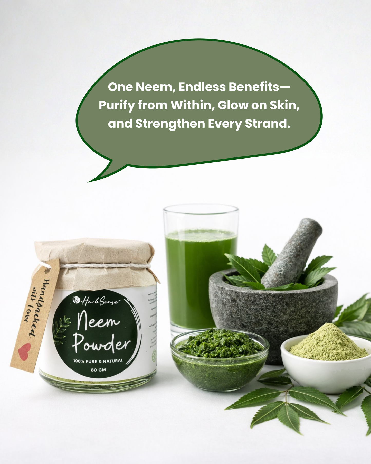 Natural Neem Leaf Powder- 80gm  Multipurpose for Skin and Hair