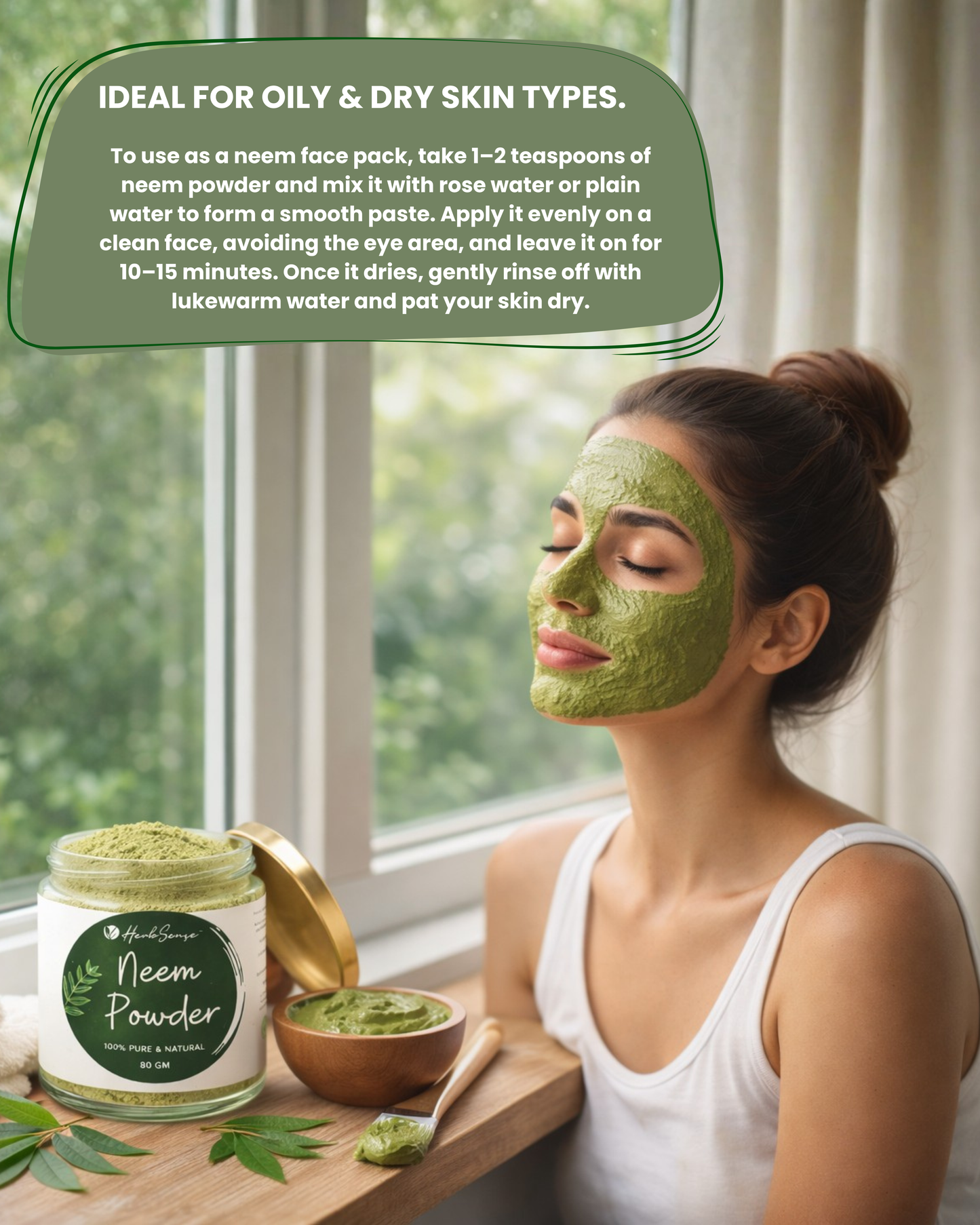 Natural Neem Leaf Powder- 80gm  Multipurpose for Skin and Hair
