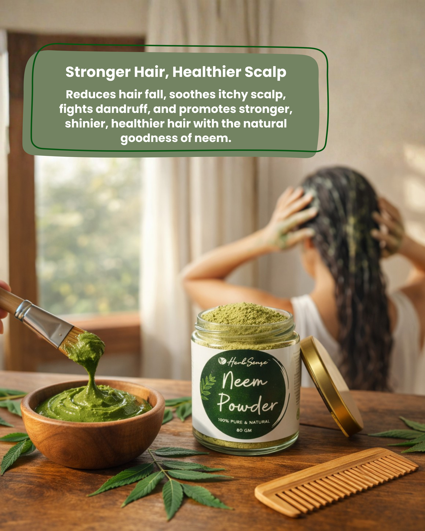 Natural Neem Leaf Powder- 80gm  Multipurpose for Skin and Hair