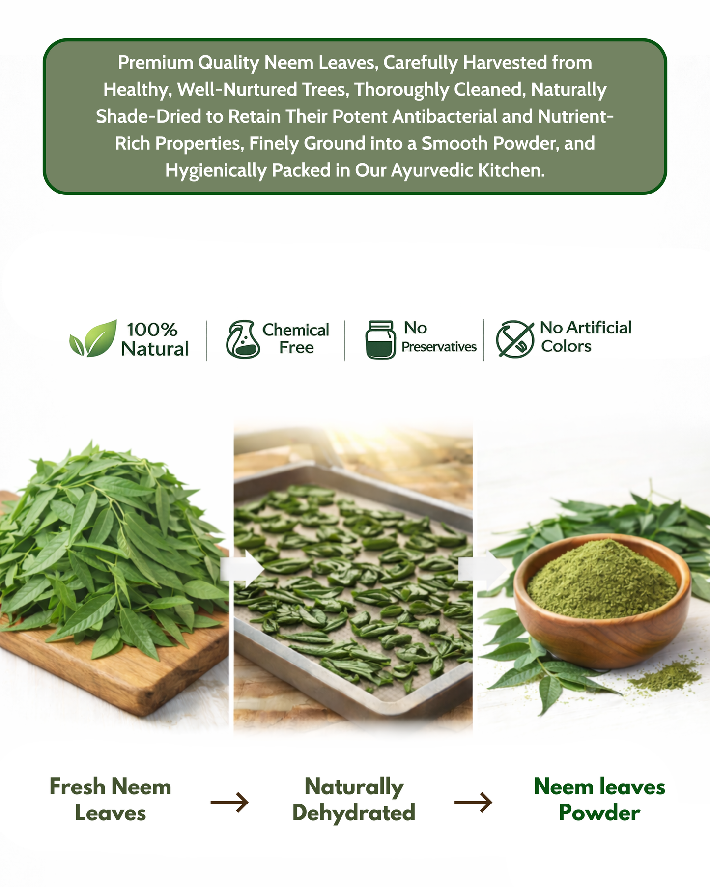 Natural Neem Leaf Powder- 80gm  Multipurpose for Skin and Hair