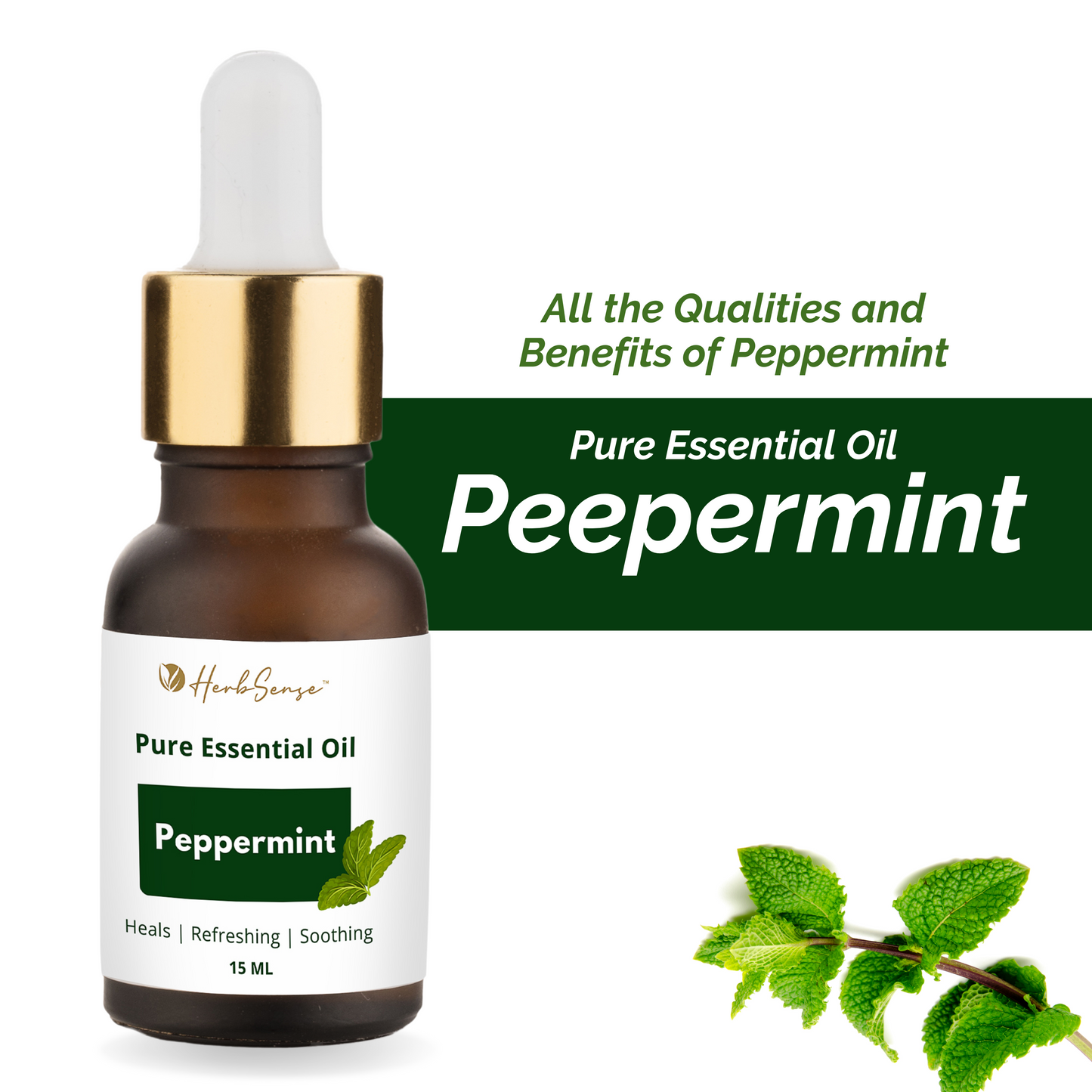 Peppermint Essential Oil For Hair Regrowth, Skin, Face, Cold, Congestion, Steam Inhaler, Diffuser Oil. 100% Natural, Undiluted, Pure & Therapeutic Grade Essential Oil.- 15ML