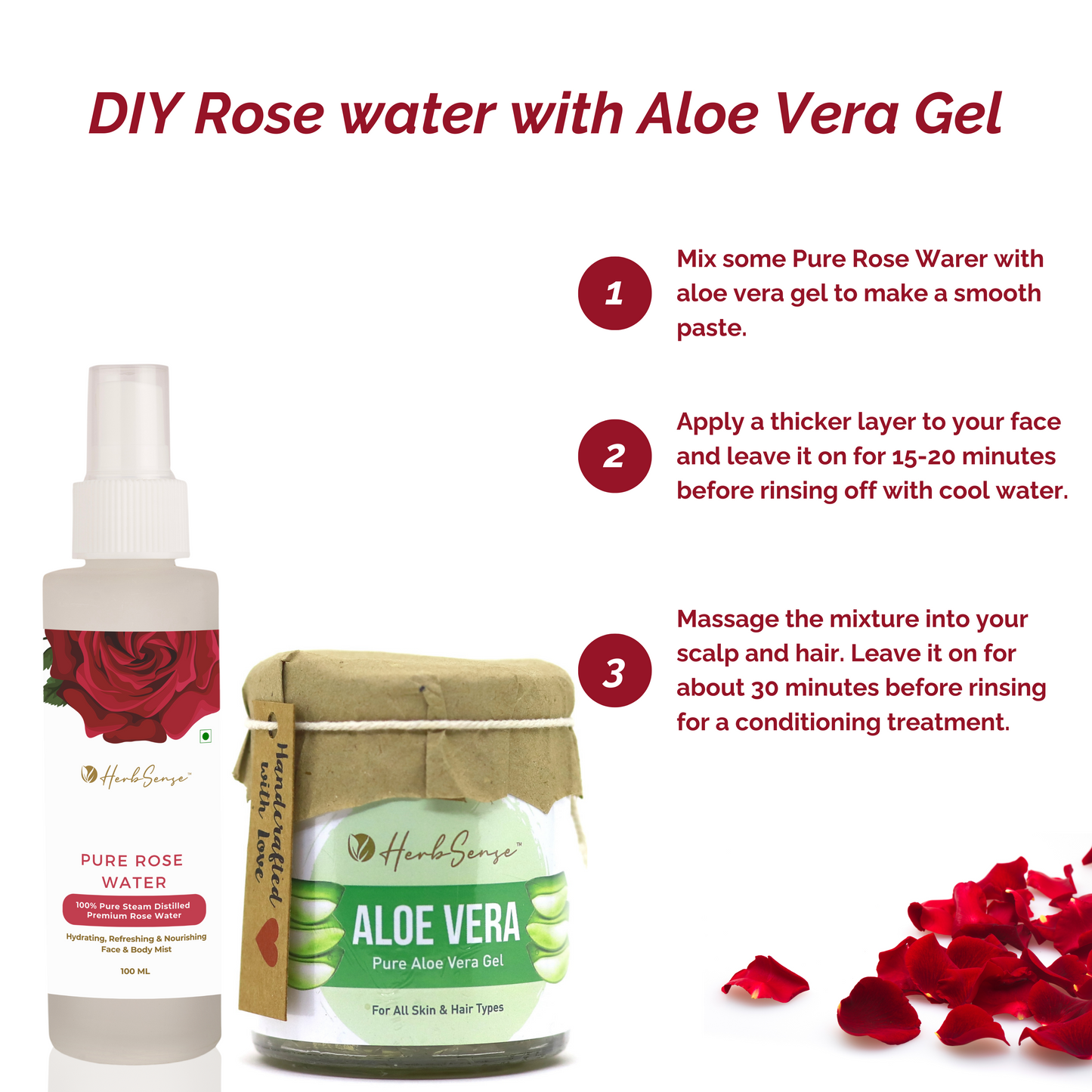 Pure Rose Water & Aloe Vera Gel Combo Pack, Hydrating & Refreshing Skin Care Combo,  Face Toner Mist, Aloe Gel 180gm + Rose Water 100ml