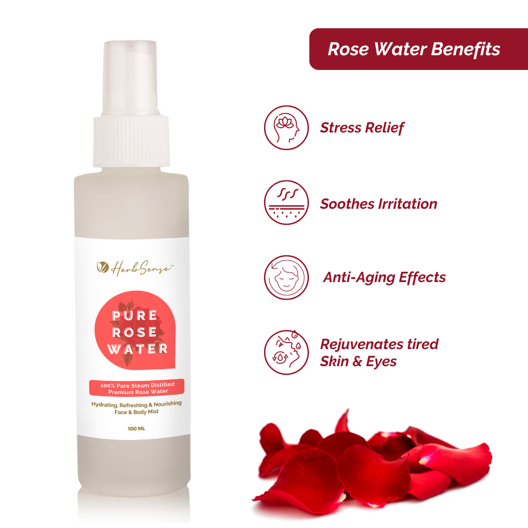 Pure Rose Water & Aloe Vera Gel Combo Pack, Hydrating & Refreshing Skin Care Combo,  Face Toner Mist, Aloe Gel 180gm + Rose Water 100ml