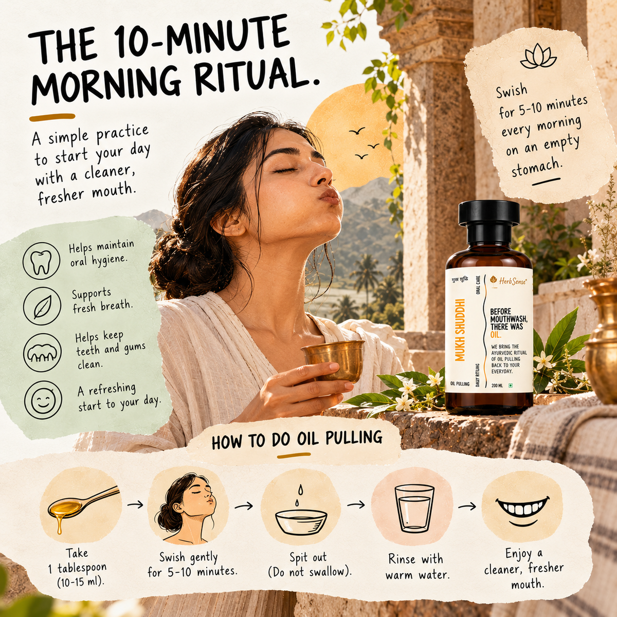 Mukh Shuddhi Ayurvedic Oil Pulling 200 ml | Daily Oral Ritual | Edible Grade Ingredients