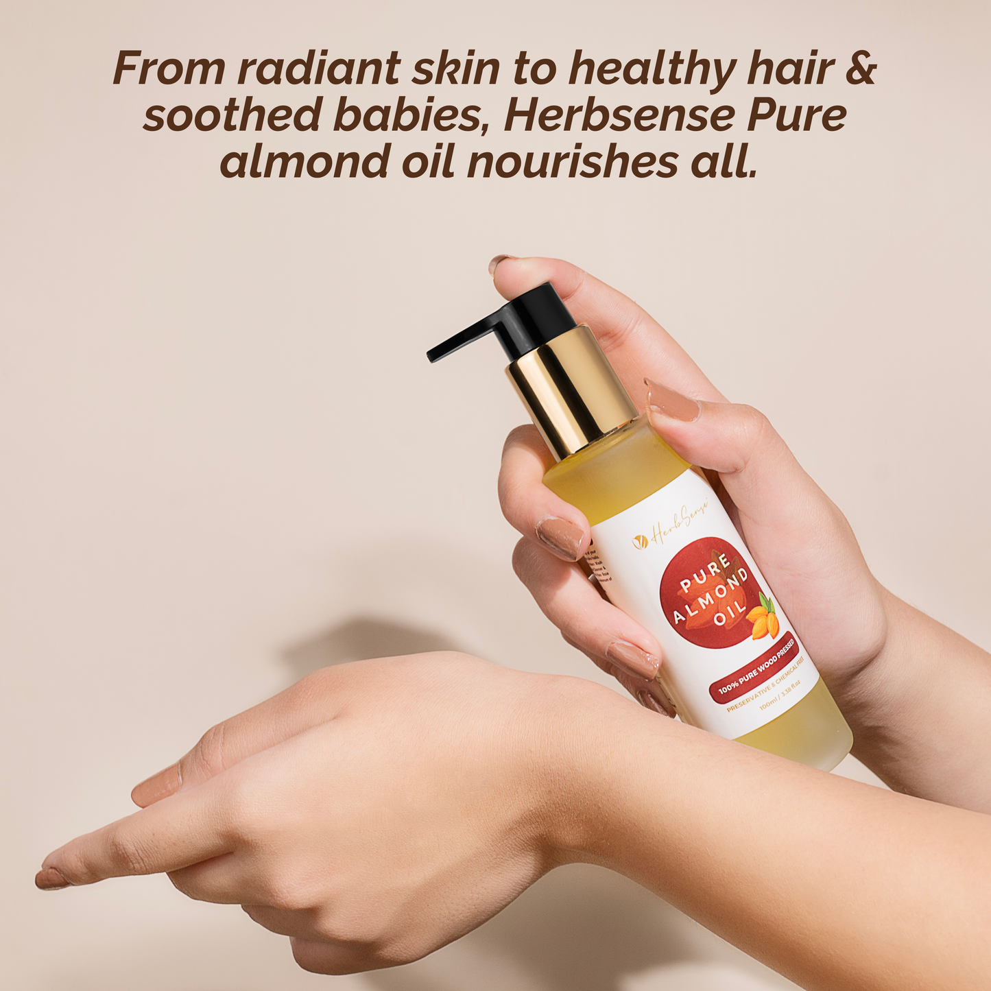 Pure Almond Oil- Wood Pressed | 100% Natural | Excellent For Skin & Hair