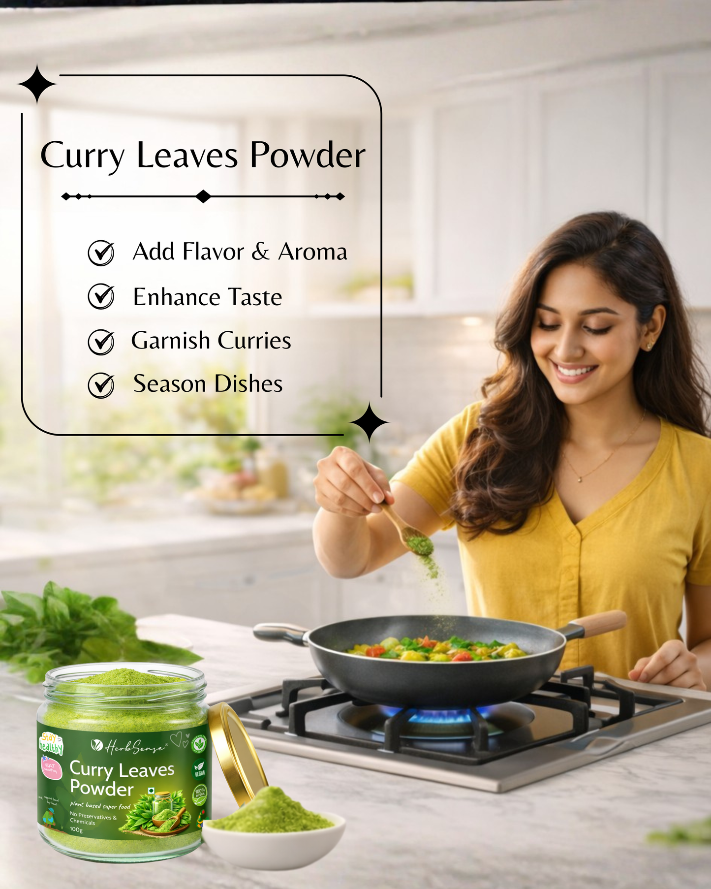 Curry Leaves Powder - For Skin , Hair & Body | 100% Pure & Natural | 100 GM