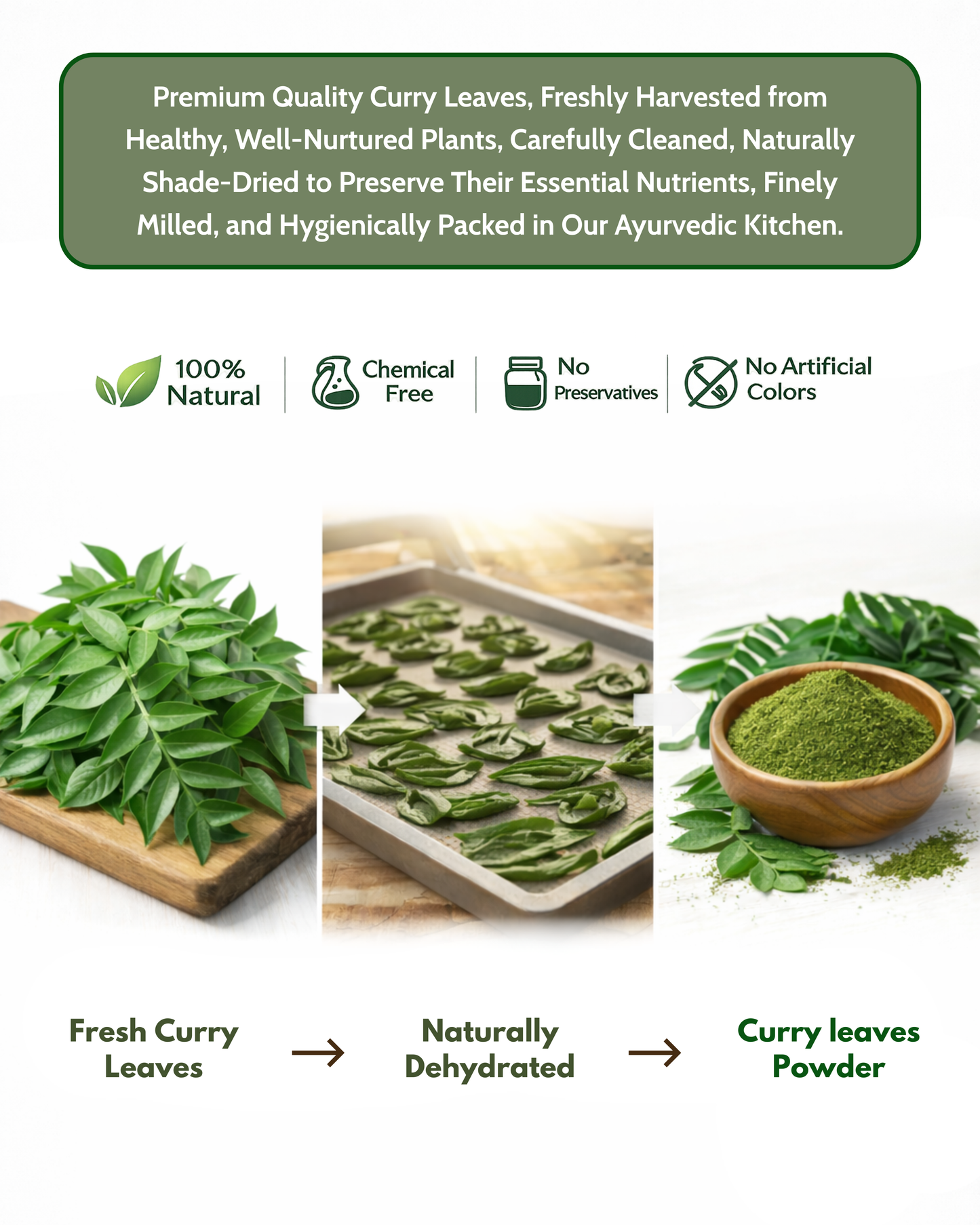 Curry Leaves Powder - For Skin , Hair & Body | 100% Pure & Natural | 100 GM