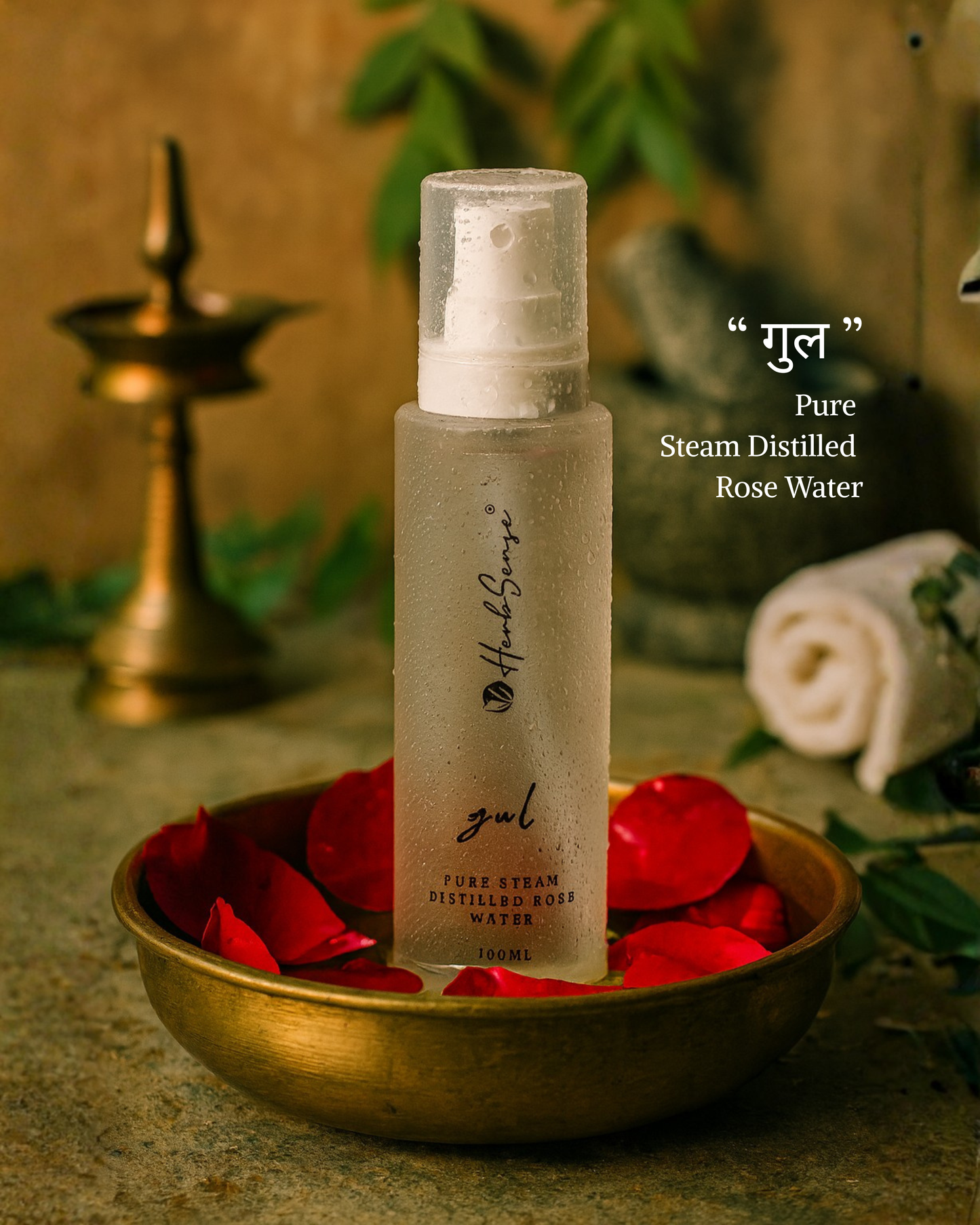 Pure Rose Water / Gulab Jal- Steam Distilled, Edible Grade,Zero Added Preservatives & Fragrance. 100ml Spray Glass Bottle