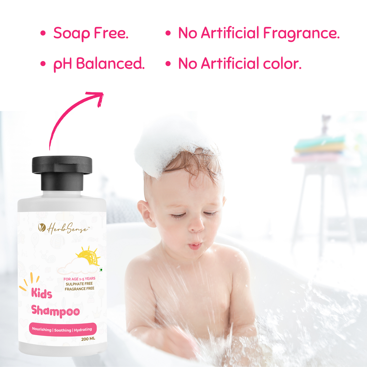 Kids Daily Shampoo | 200ml | Plant Based | Fragrance & Color Free | Daily Care Mild Shampoo | pH Balanced | Age 1+ Years