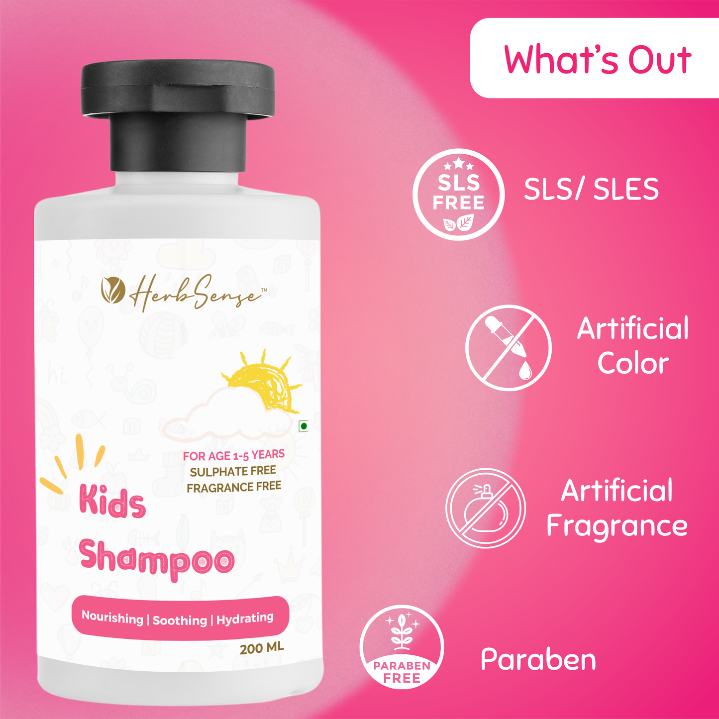 Kids Daily Shampoo | 200ml | Plant Based | Fragrance & Color Free | Daily Care Mild Shampoo | pH Balanced | Age 1+ Years