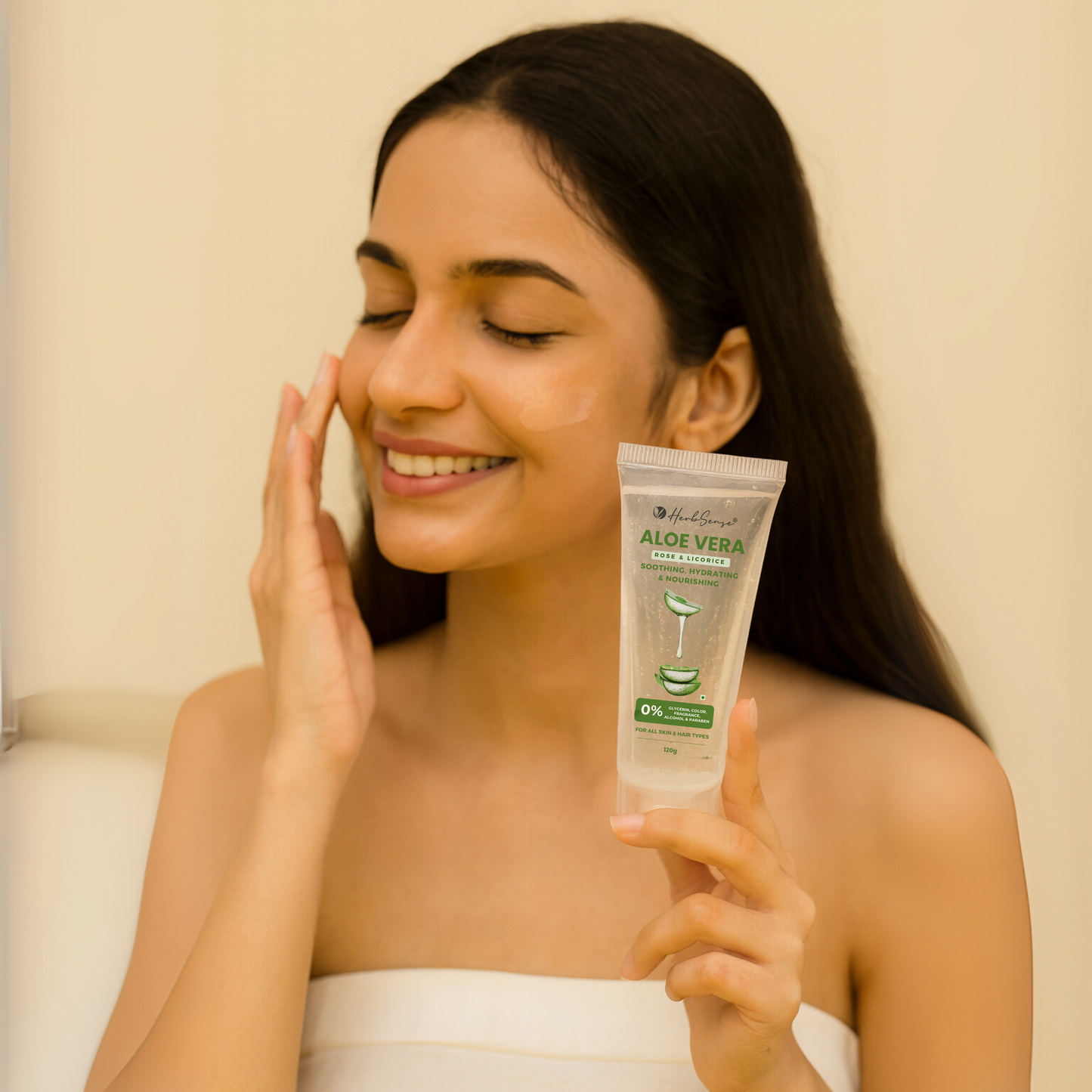 Aloe Vera Gel with Rose Water & Licorice, Soothing, Hydrating, Nourishing Gel for Face, Hair, Skin, 120g, 0% Glycerin, Color, Fragrance