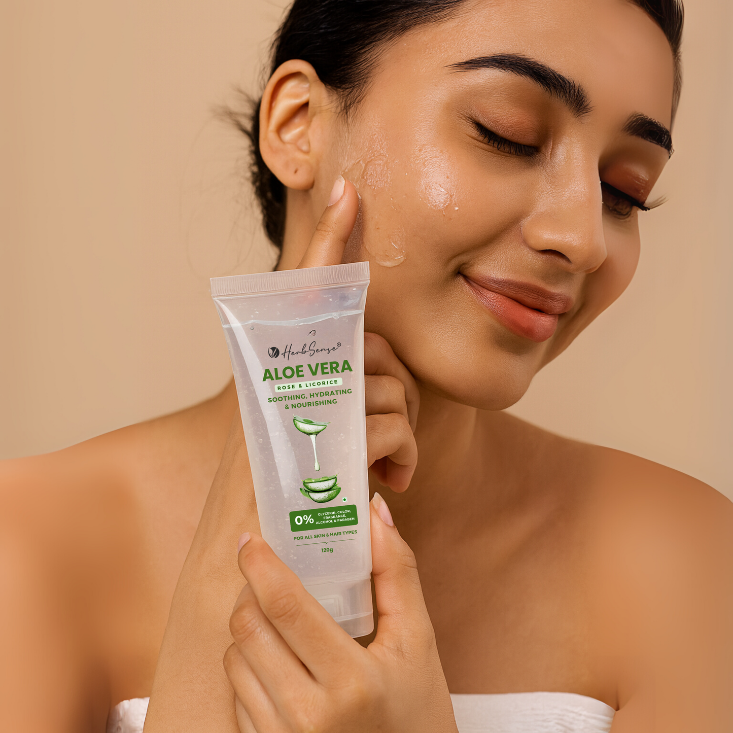 Aloe Vera Gel with Rose Water & Licorice, Soothing, Hydrating, Nourishing Gel for Face, Hair, Skin, 120g, 0% Glycerin, Color, Fragrance