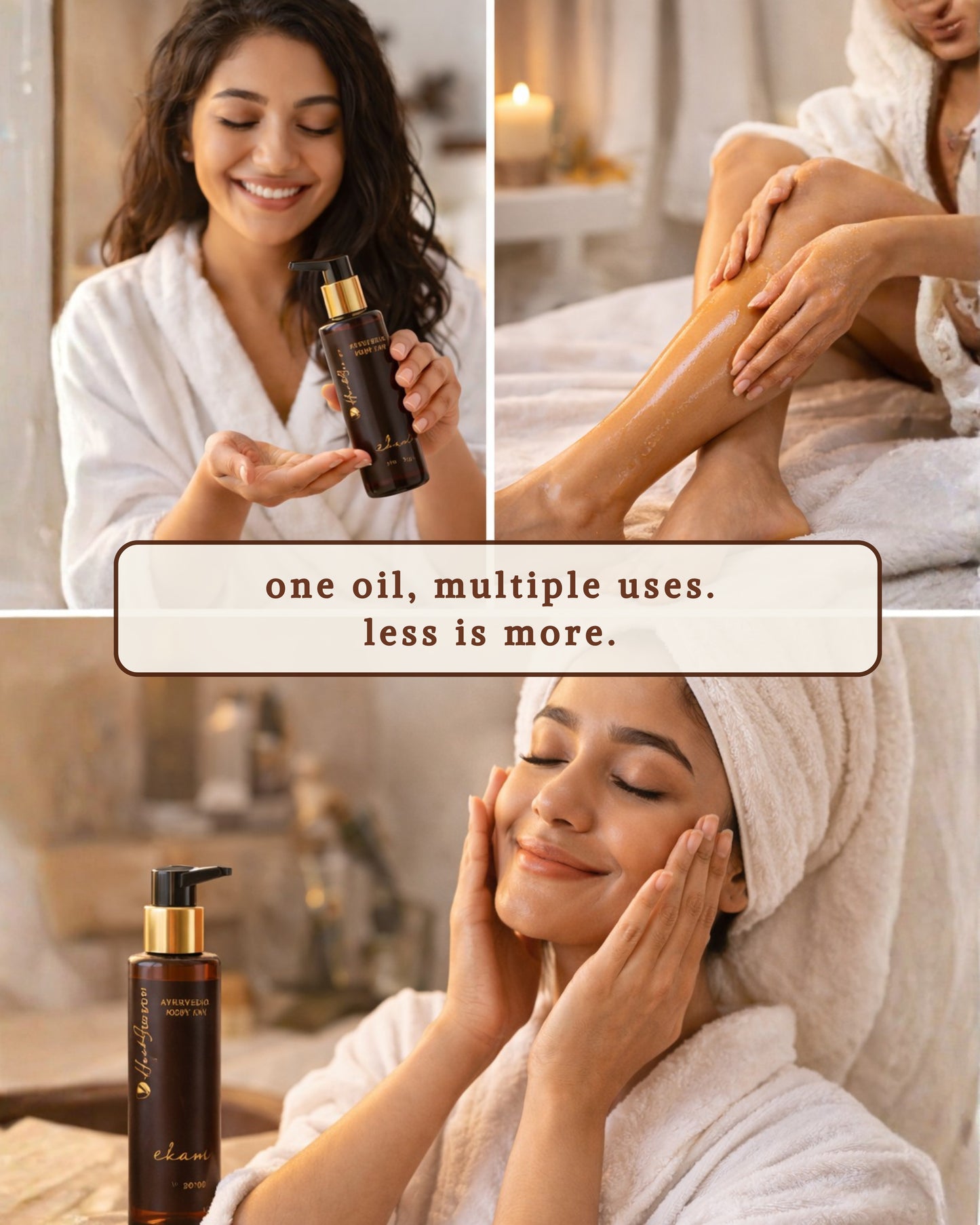 Ayurvedic Body Oil Ekam, Deep Nourishment and Hydration, Pregnancy Safe, After Bath Oil, Massage & Maalish Oil, Non-Sticky Lightweight Formula, 200ml