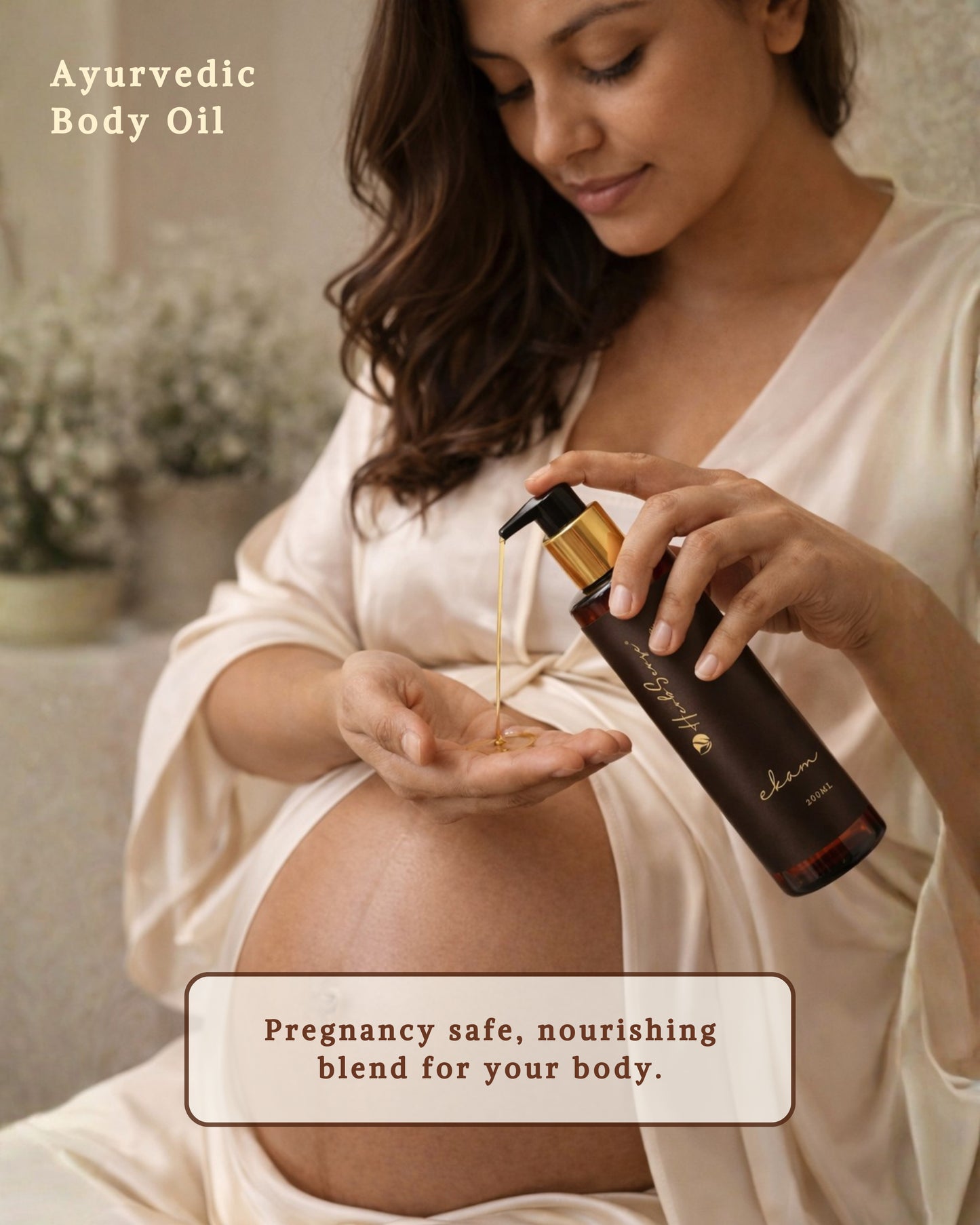 Ayurvedic Body Oil Ekam, Deep Nourishment and Hydration, Pregnancy Safe, After Bath Oil, Massage & Maalish Oil, Non-Sticky Lightweight Formula, 200ml