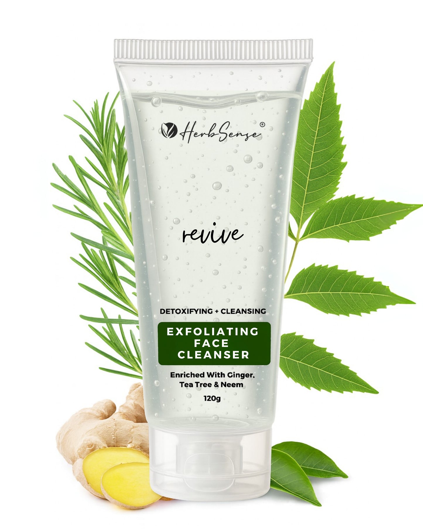 Revive Exfoliating Face Cleanser with Ginger, Tea Tree, Neem, SLS Paraben Free, Natural Ingredients, 120g