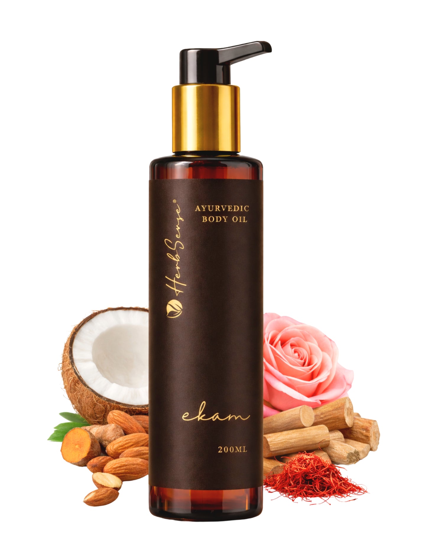 Ayurvedic Body Oil Ekam, Deep Nourishment and Hydration, Pregnancy Safe, After Bath Oil, Massage & Maalish Oil, Non-Sticky Lightweight Formula, 200ml