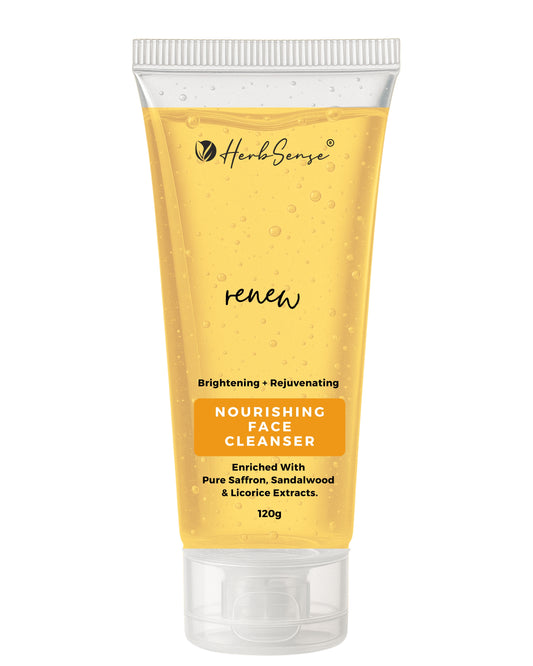 Renew Nourishing Face Cleanser, Brightening & Rejuvenating, with Saffron, Sandalwood and Licorice Extracts, SLS and Paraben Free, 120g