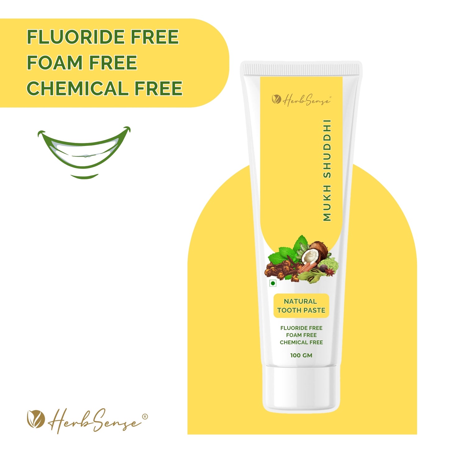 Natural Tooth Paste, Foam Free, Fluoride Free, Ayurvedic Blend , 100gm
