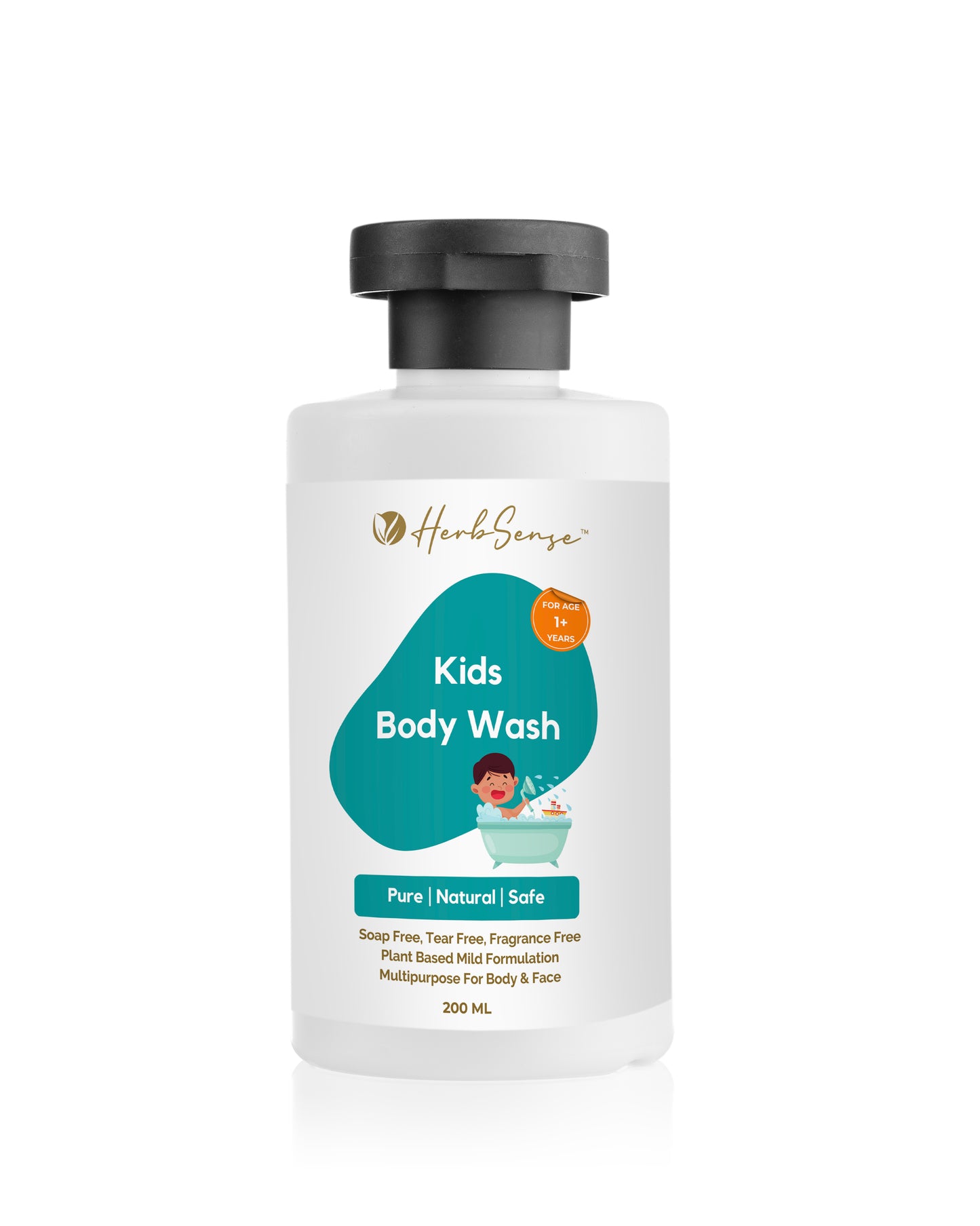 Kids Daily Shampoo & Kids Body Wash Combo Pack, Plant Based, Pure Natural & Safe, Tear Free, Zero Added Fragrance & Color (Pack of 2, 200ml x 2) For Age 1-3 Years