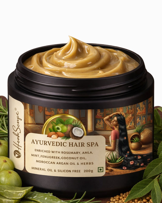 Herbsense Ayurvedic Hair Spa Cream with Rosemary, Mint, Fenugreek, Amla, Coconut, Herbs, 200g, Mineral Oil & Silicon Free, For Hair Nourishment