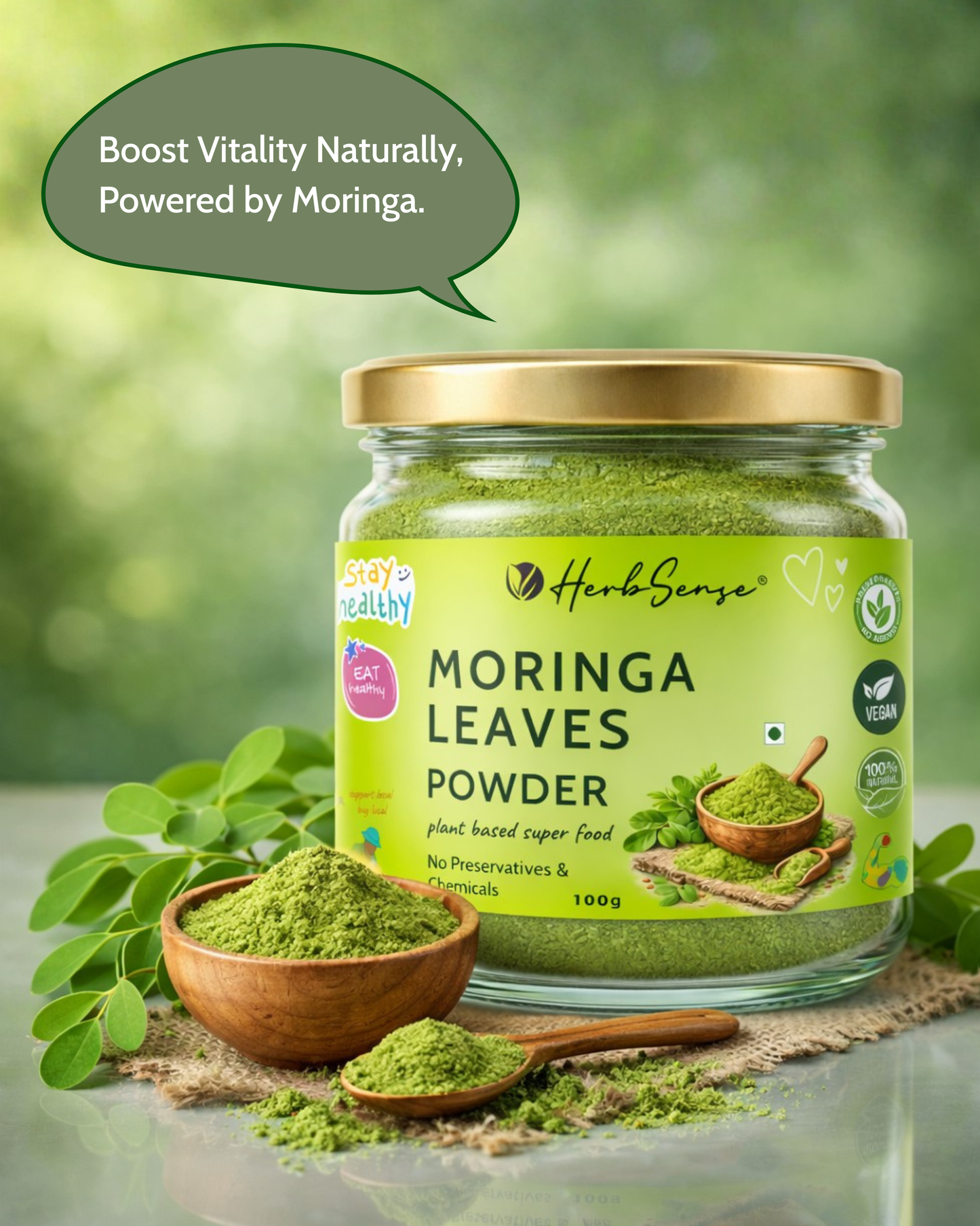 Moringa Leaves Powder-100gm- For Healthy Body & Skin, Superfood Packed with Antioxidants & Vitamins