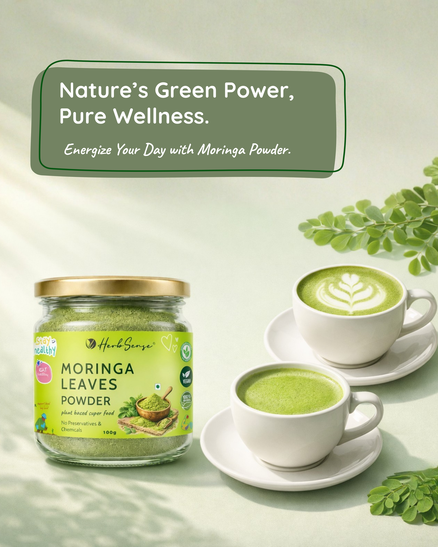 Moringa Leaves Powder-100gm- For Healthy Body & Skin, Superfood Packed with Antioxidants & Vitamins