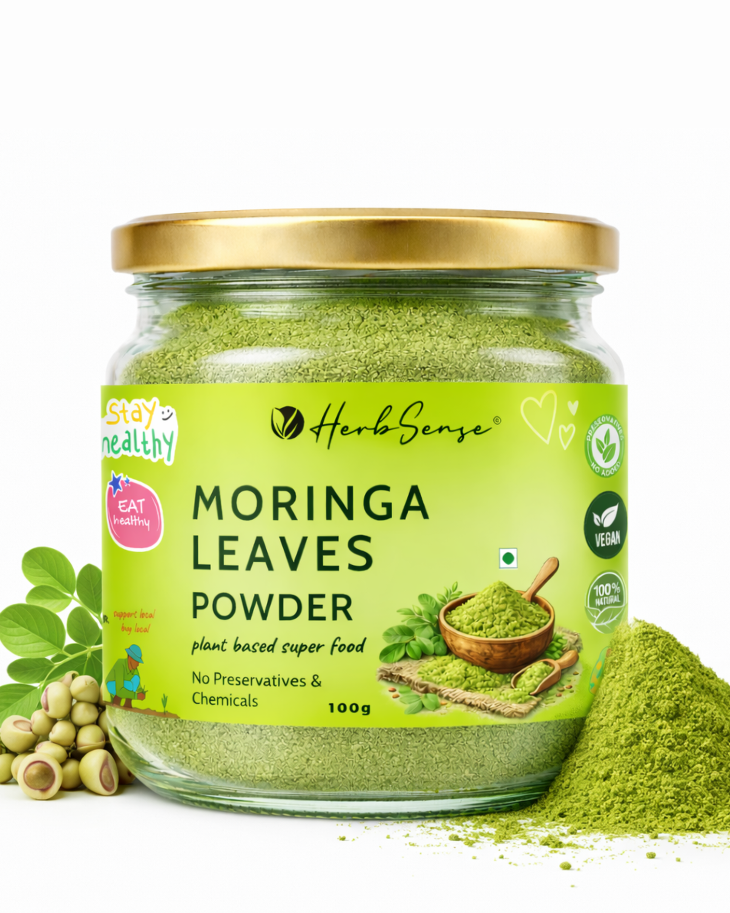 Moringa Leaves Powder-100gm- For Healthy Body & Skin, Superfood Packed with Antioxidants & Vitamins