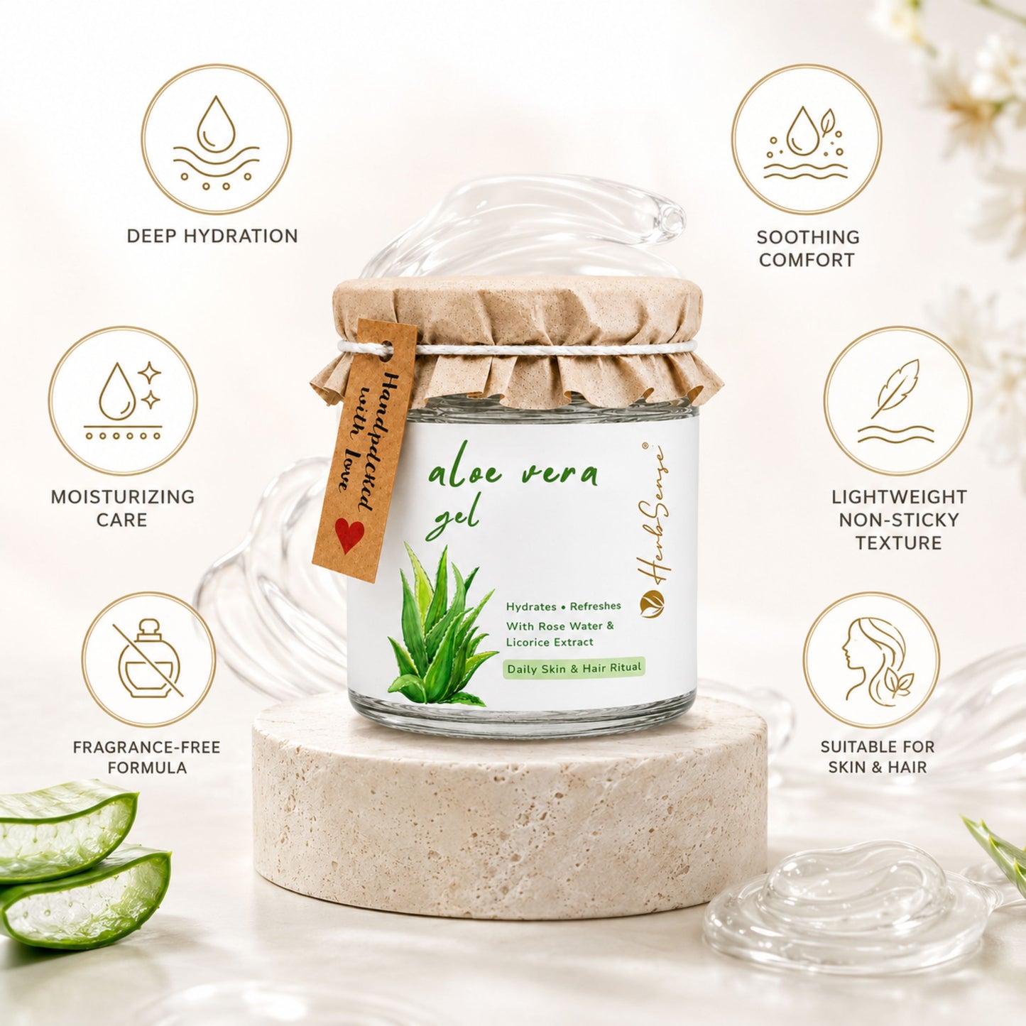 Pure Aloe Vera Gel -Moisturizing & Hydrating Gel for All Skin & Hair types