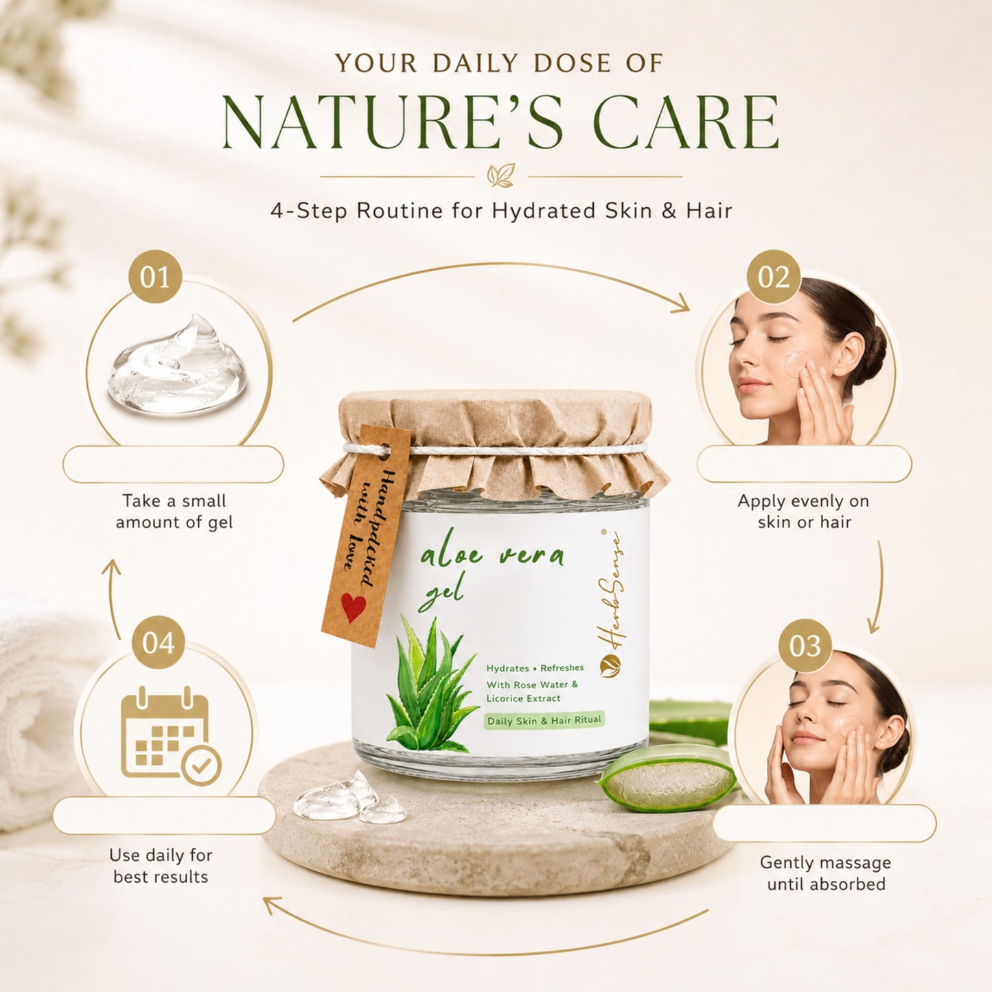 Pure Aloe Vera Gel -Moisturizing & Hydrating Gel for All Skin & Hair types