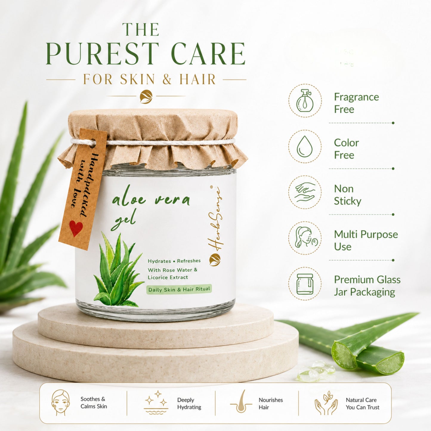 Pure Aloe Vera Gel -Moisturizing & Hydrating Gel for All Skin & Hair types
