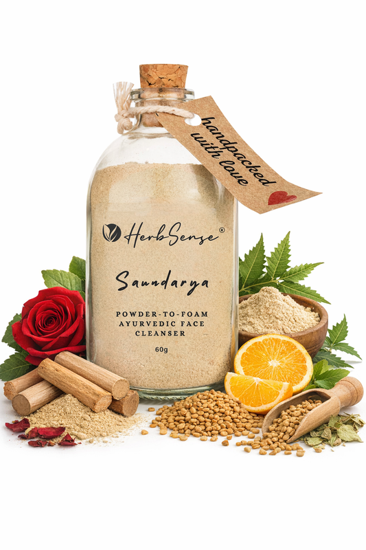 Saundarya- Plant Based Powder-to-Foam Ayurvedic Face and Body Cleanser,Powder Face & Body Wash,100% Natural , Preservative Free- 60gm