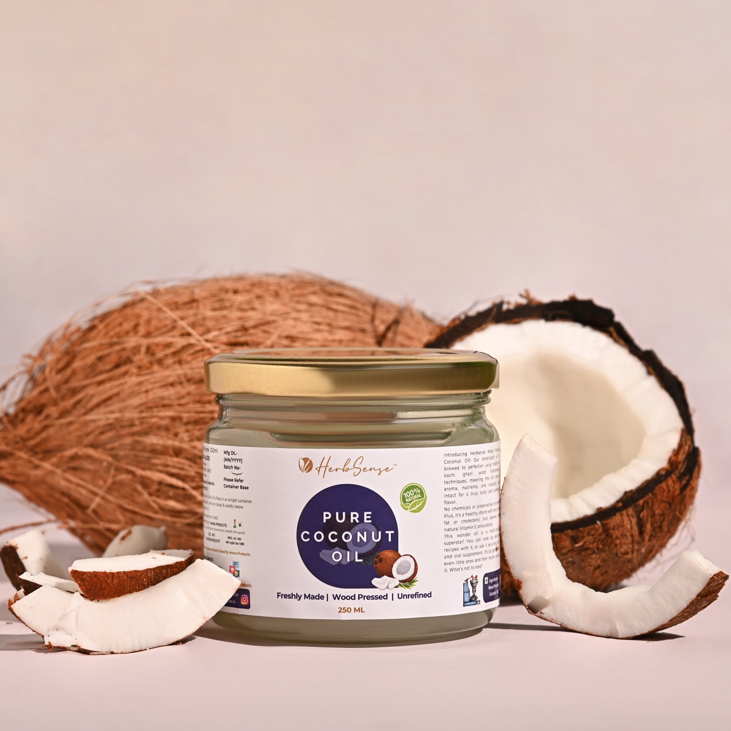 Wood Pressed Coconut Oil- 100% Natural Cloth Filtered  | For Skin, Hair, Cooking as well as a dietary supplement