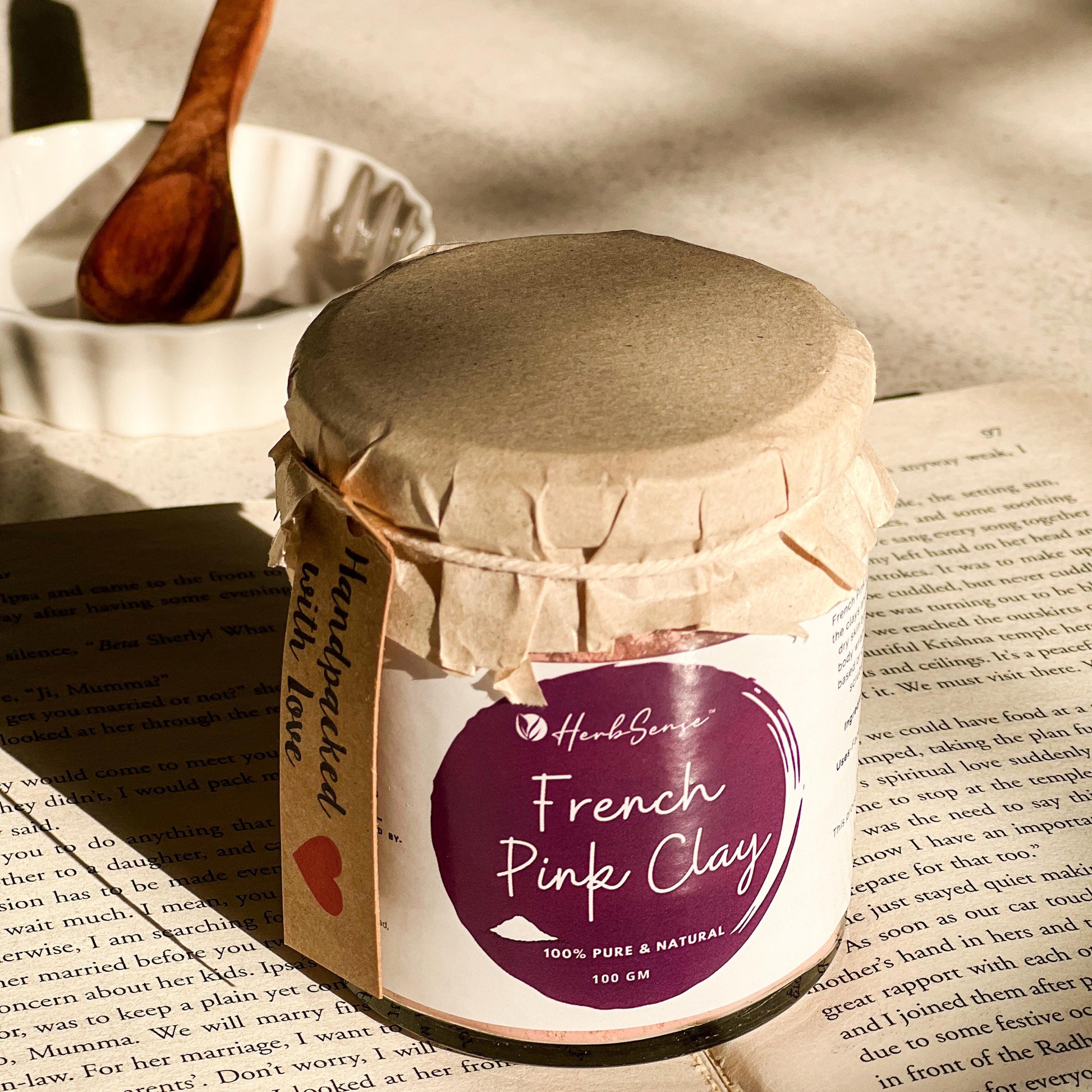 French Pink Clay For Glowing & Healthy Skin,Cleanse & Detoxify | Glass Jar Packaging 100 GM - Herbsense