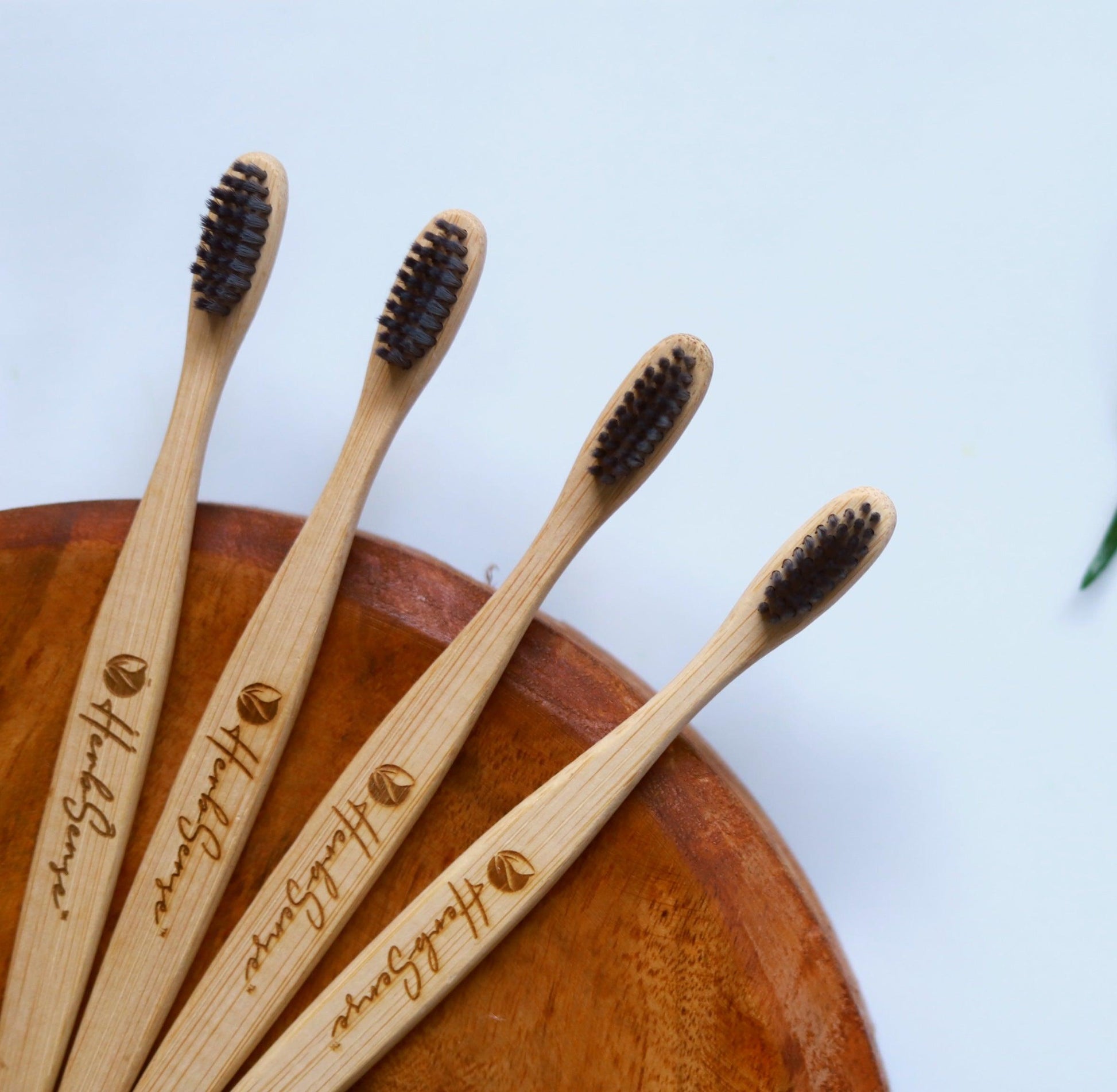 Bamboo ToothBrush with Charcoal Infused Soft Bristles | Eco-friendly & Sustainable | (Pack of 4) - Herbsense