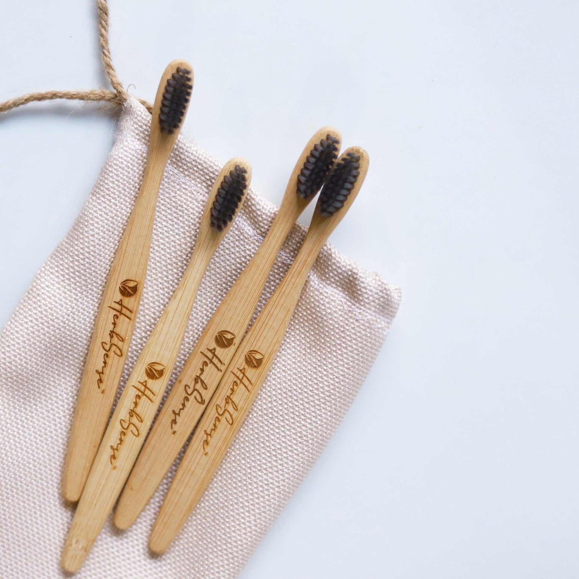Bamboo ToothBrush with Charcoal Infused Soft Bristles | Eco-friendly & Sustainable | (Pack of 4) - Herbsense