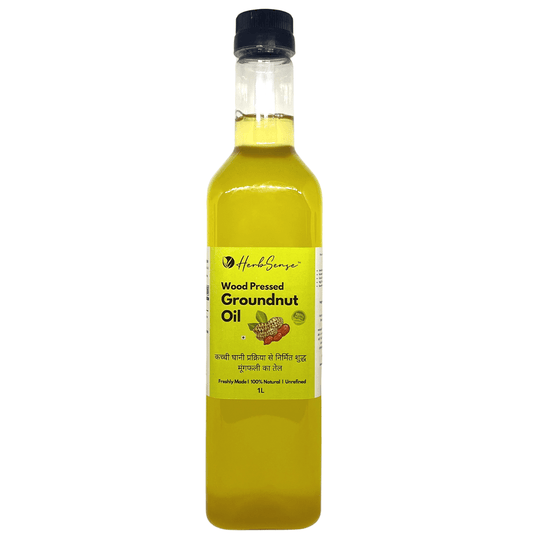 Wood Pressed Groundnut Oil- 1L | Unfiltered, UnRefined , No Added Preservatives | 100% Pure - Herbsense