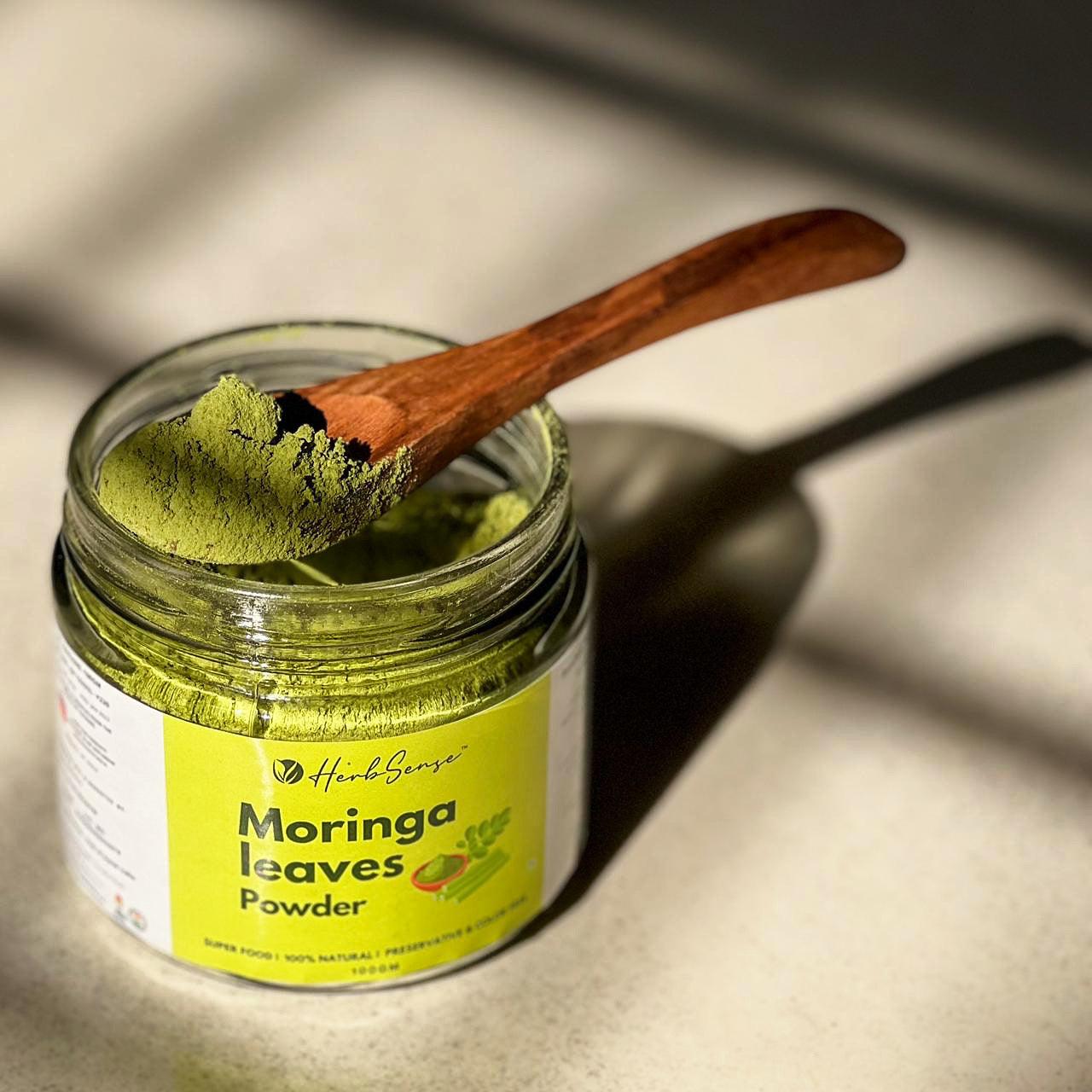 Moringa Leaves Powder-100gm- For Healthy Body & Skin, Superfood Packed with Antioxidants & Vitamins - Herbsense