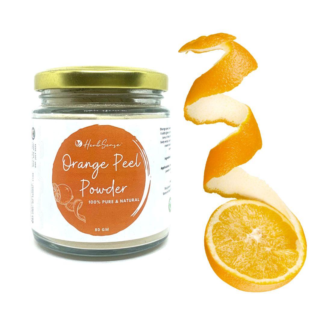 Pure Orange Peel Powder-80 gm ( No added Preservatives ,Eco-friendly Packaging ) - Herbsense
