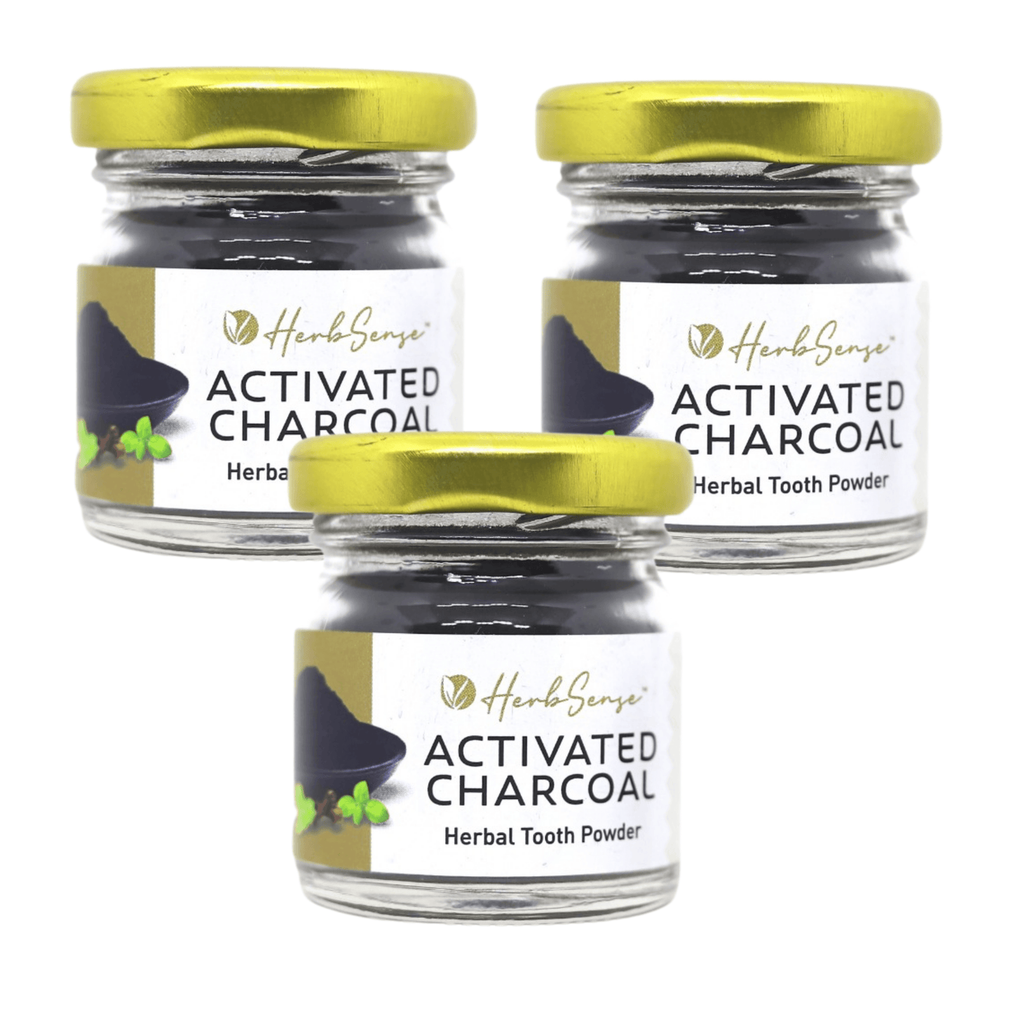 Activated Charcoal Herbal Tooth Powder | Zero Waste & Eco-friendly Oral Care | Pack of 3 - Herbsense